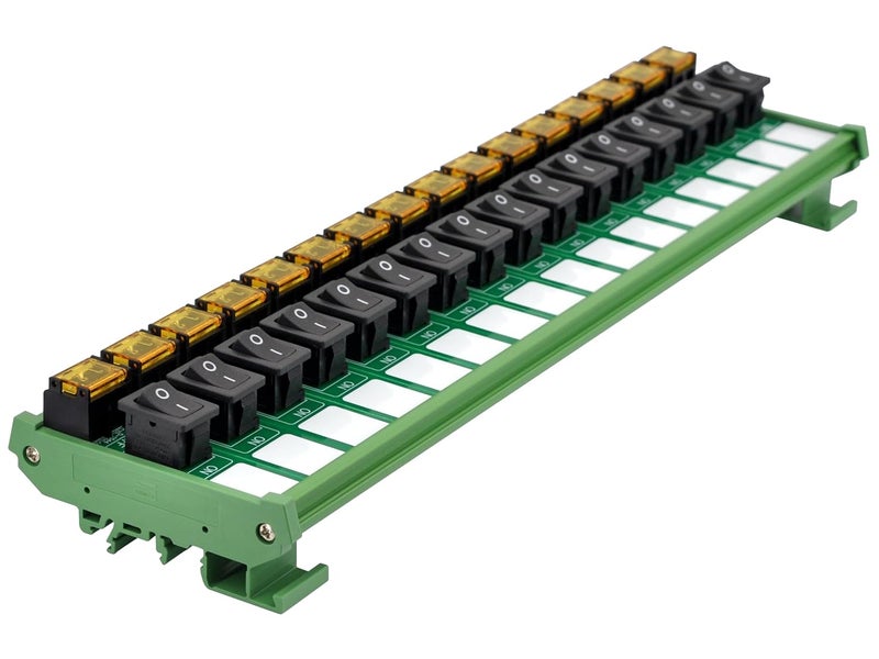 OONO DIN Rail Mount Rocker Switch Module, 10Amp 250VAC/50VDC (16 Channel) - Image 3